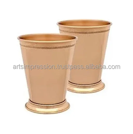 Indian Fancy Wine Copper Glass Drinking Glass Metal Pure Copper Glass Tumbler Hammered Design Drink Ware 300 ml Set Of 2