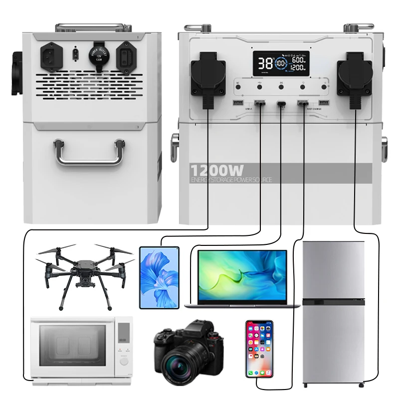 ANSUN Portable Power Station 1200W Solar Panels Generator Outdoor LiFePO4 Battery Outdoor Bank