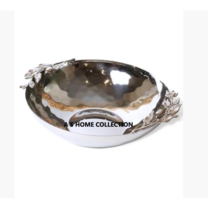 Aluminium Cast Metal Decorative stainless steel shiny polish Bowl Kitchenware Luxury Design Tabletop Dry Fruits Serving Bowl