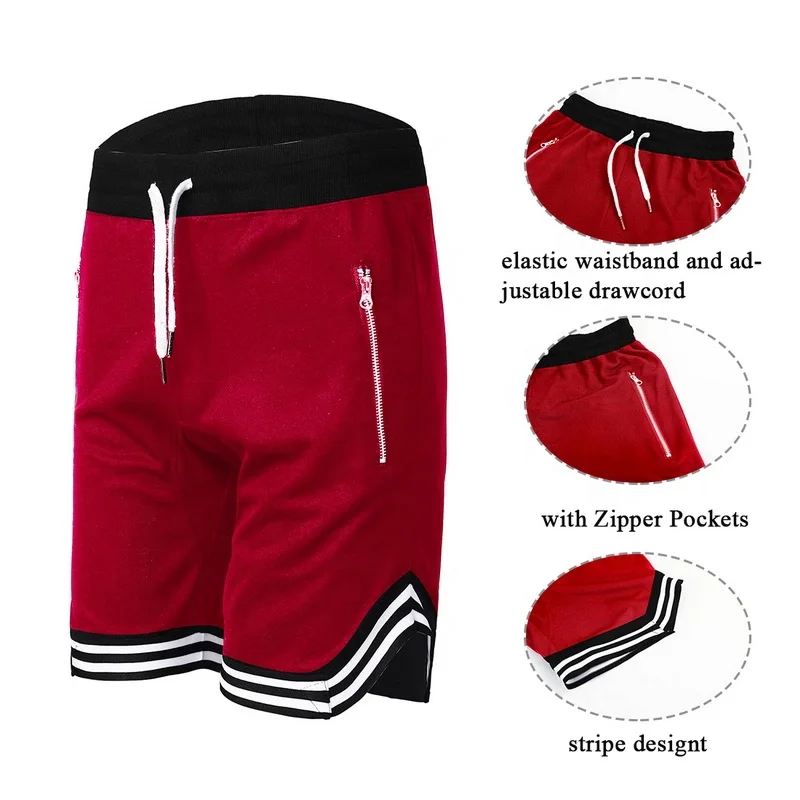 Basketball Shorts White Black Red Sports Loose Fitness Polyester Fabric Anti Pilling Quick-dry Feature  BBS-0040B