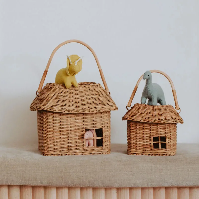 Set Of 2 Rattan Small Basket For Children Handicraft Kid Basket Bag Wicker Kids Bag Wholesale Supplier