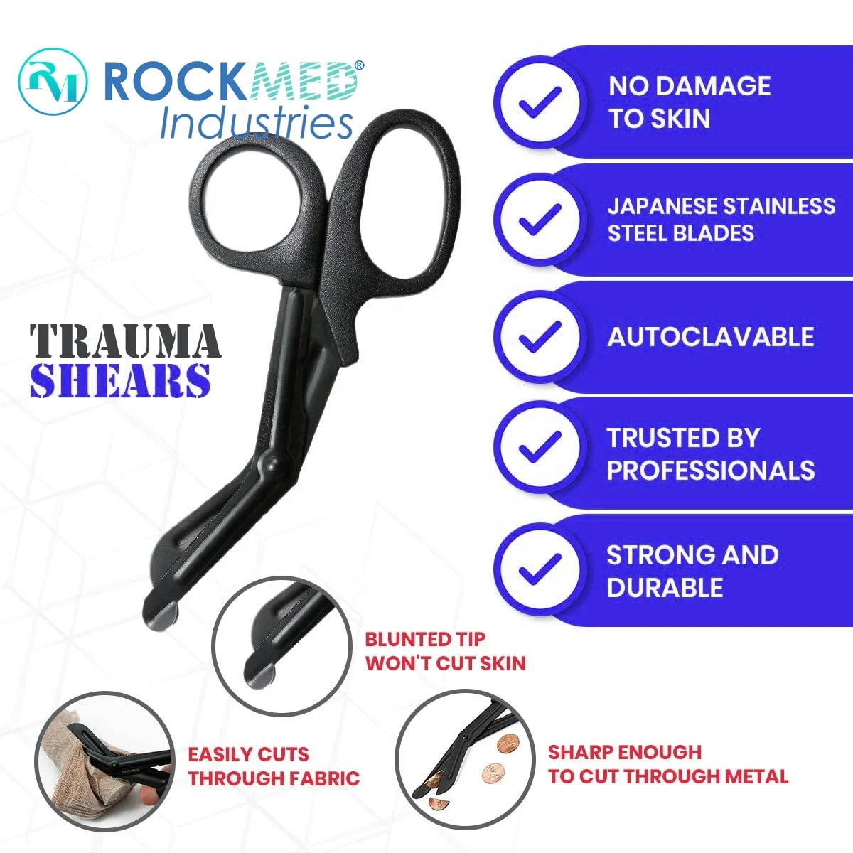 Trauma & Bandage Shears for Nurses, EMTs, First Aid, 7.5 Inches