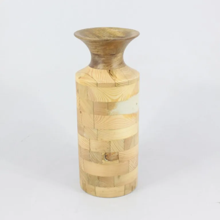 Натуральная деревянная ваза для цветов, домашние декоративные цветочные вазы, экологически чистые деревянные цветочные горшки с естественной отделкой, шейка для бутылки среднего размера