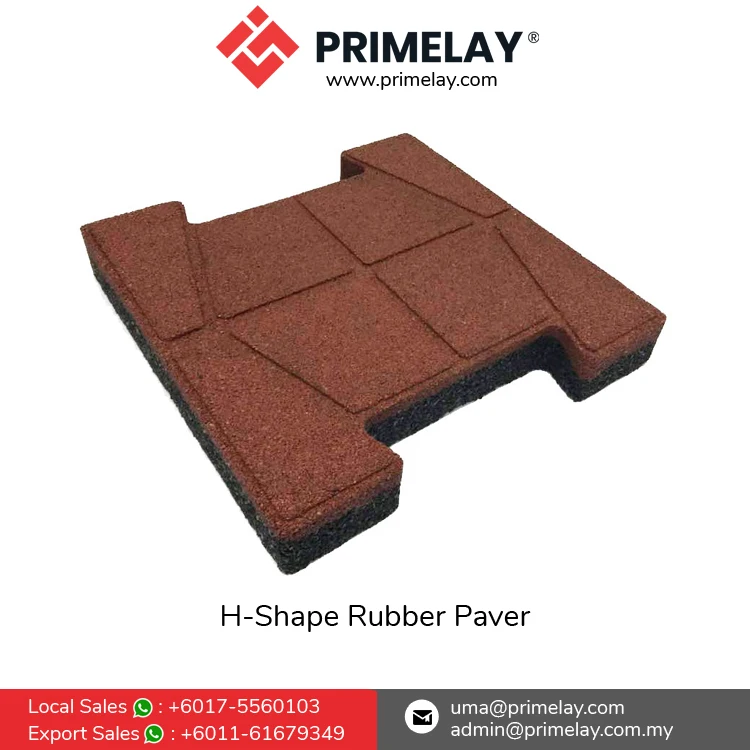 Non-Slip Longer Lifespan Rubber Flooring Accessories H-Shape Rubber Paver for Parking Garages, Driveways, Parking Decks