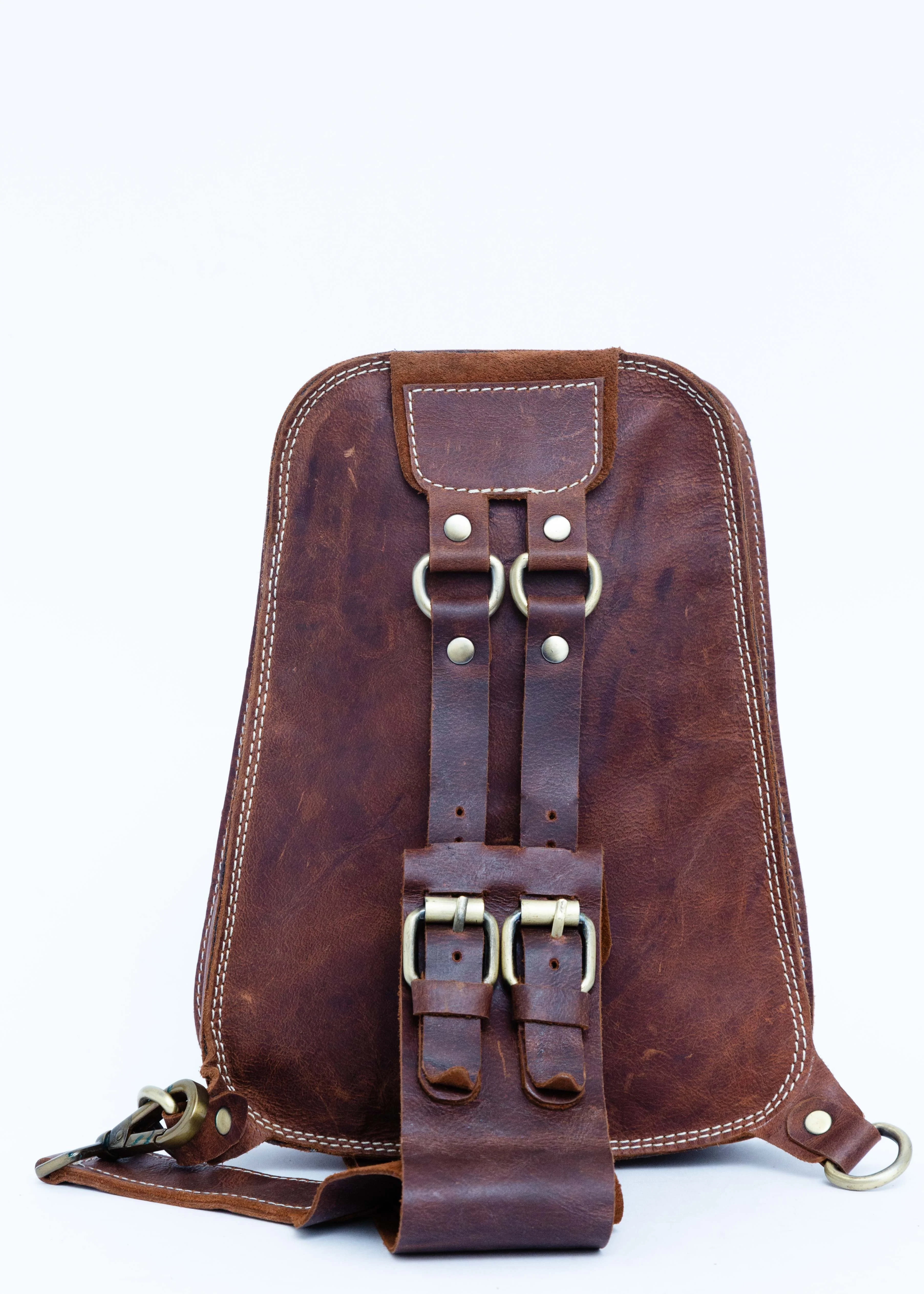 Сумка-нагрудная многоцелевая кожаная на молнии