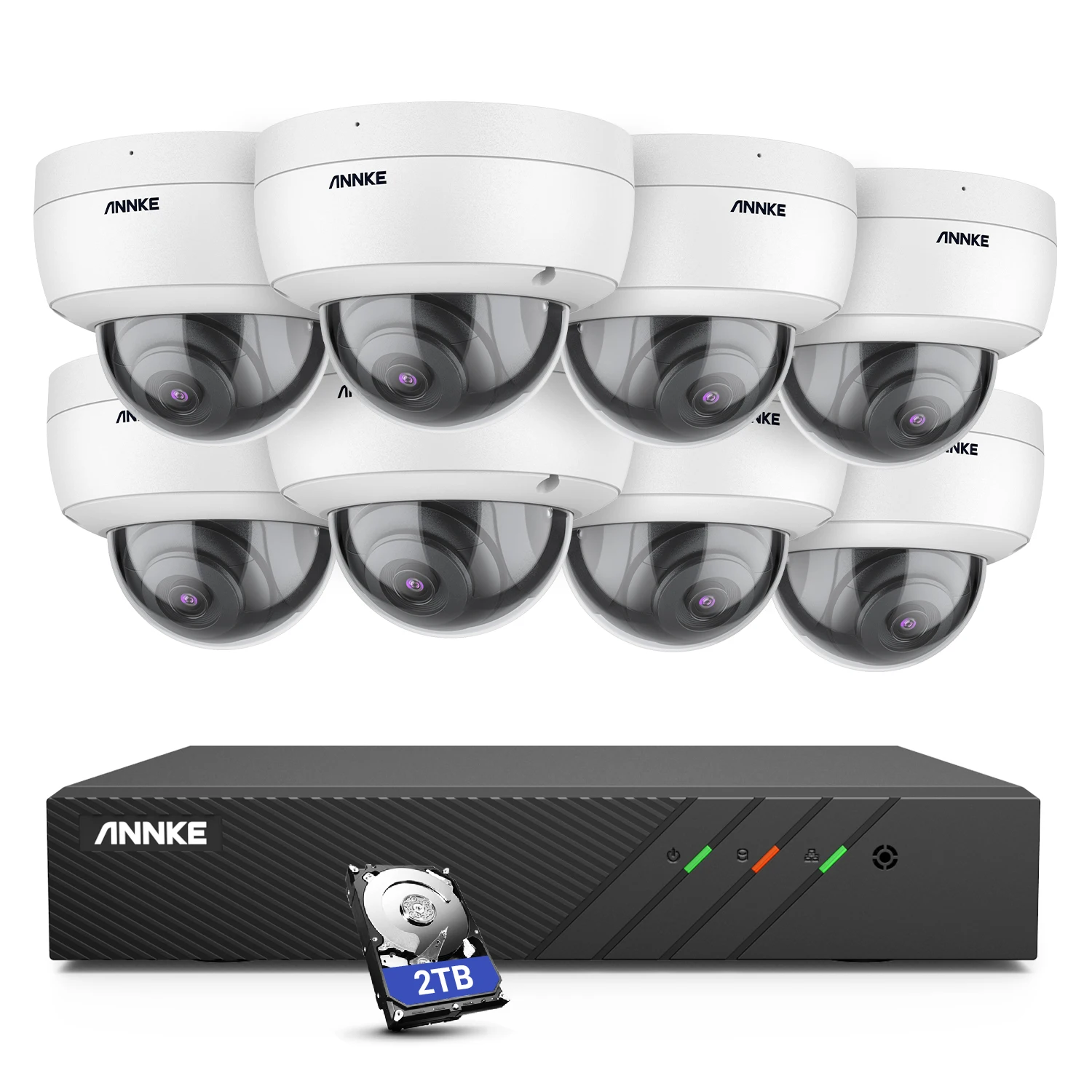 ANNKE 5MP 8CH 8pcs Cameras PoE NVR Security System with Audio Remote Access Surveillance CCTV Camera System with 2TB HDD