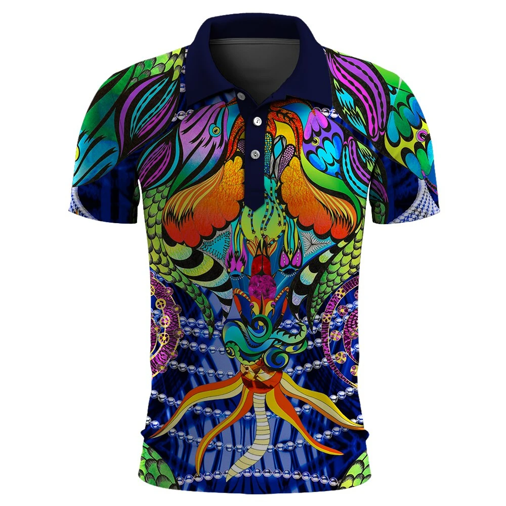 Man Polo T-Shirt Pattern 3D Digital Print Men Short Sleeve Polo Shirt , Men Cool Lapel Polo Shirt , Men Business Polo Shirt