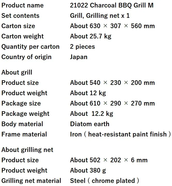 Charcoal BBQ Grill M Spec