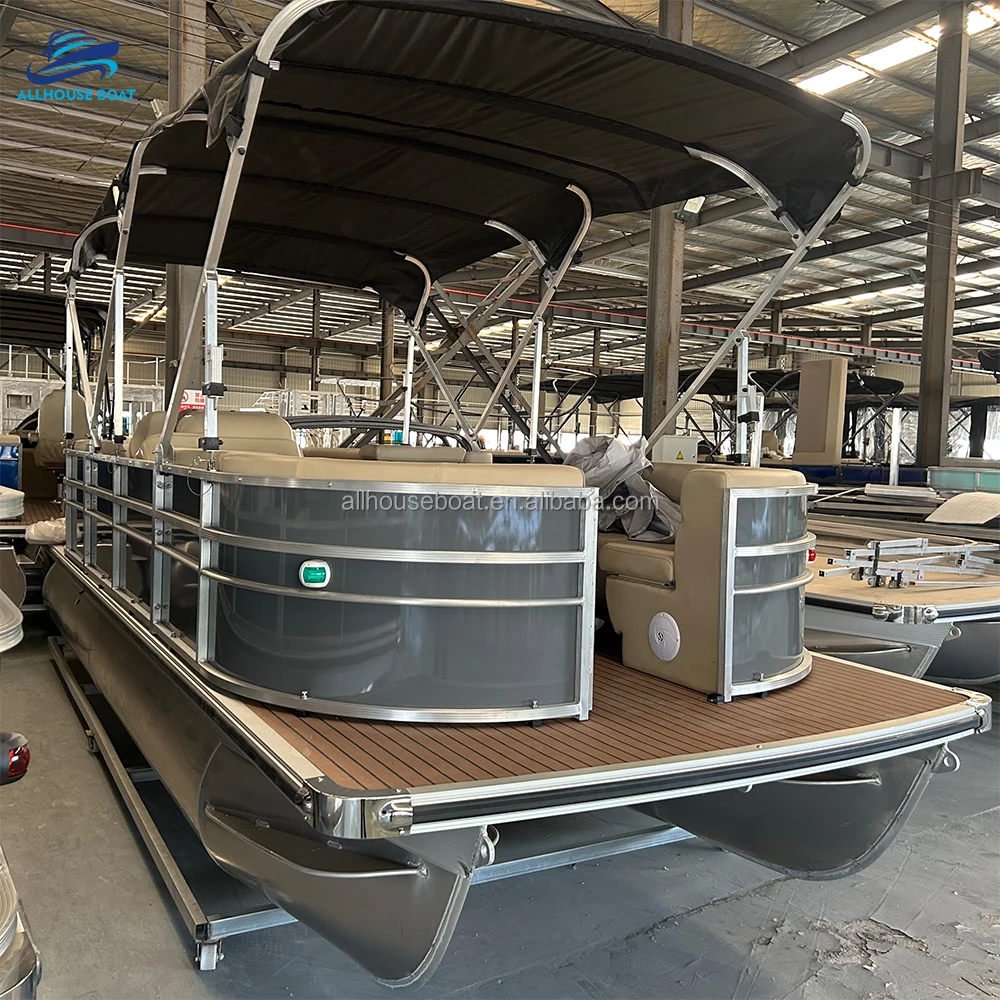 Factory Direct Price Customized Luxury Pontoon Boats with a Bar Family Outings with Bimini Top