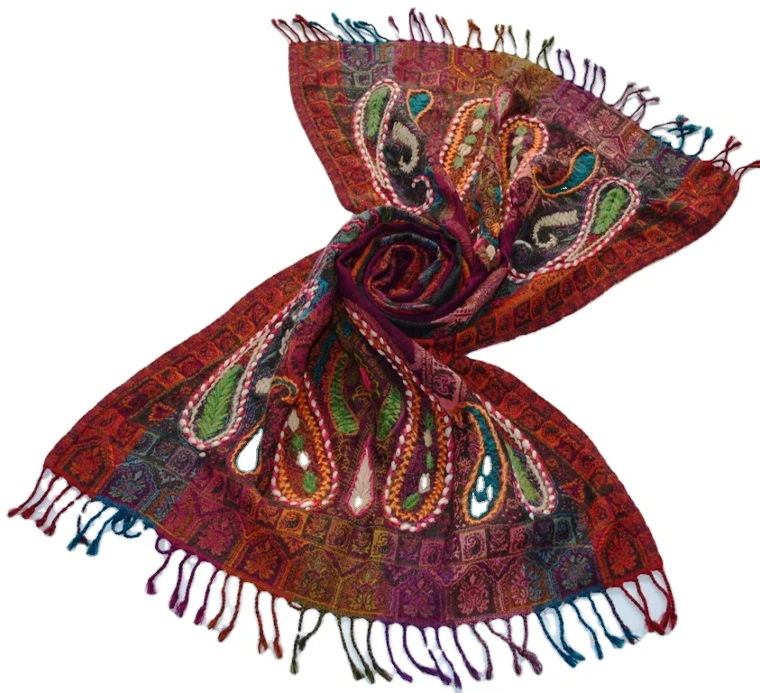 Silk Jacquard shawls stoles in pure silk supplier hand made silk scarfs shawls women wear custom design