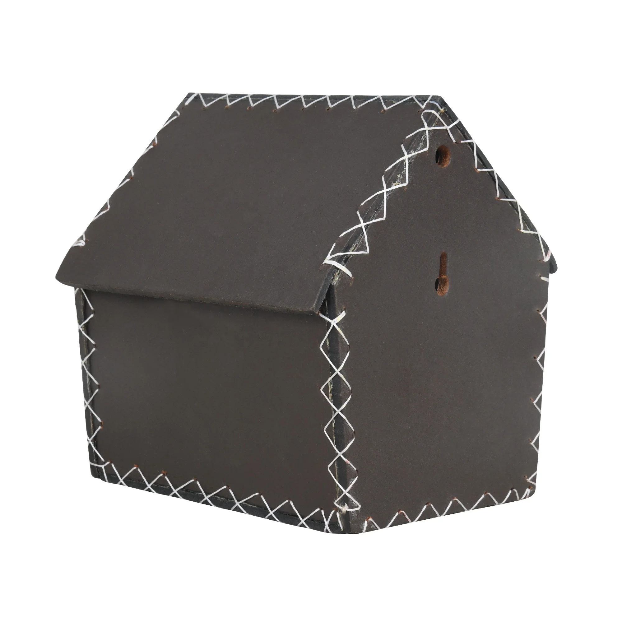 DIY LEATHER CRAFTED HUT SHAPE BIRD HOUSE INDOOR OUTDOOR WALL/ TREE MOUNTED LEATHER BIRD NESTING BOX FULLY CUSTOMIZATION ACCEPTED