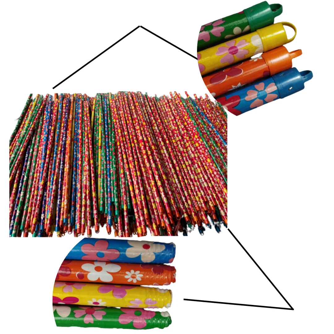 Colorful pvc coated eucalyptus wood broom handle wooden grain mop stick wood pole broom and dust pan set palm broom stick escoba