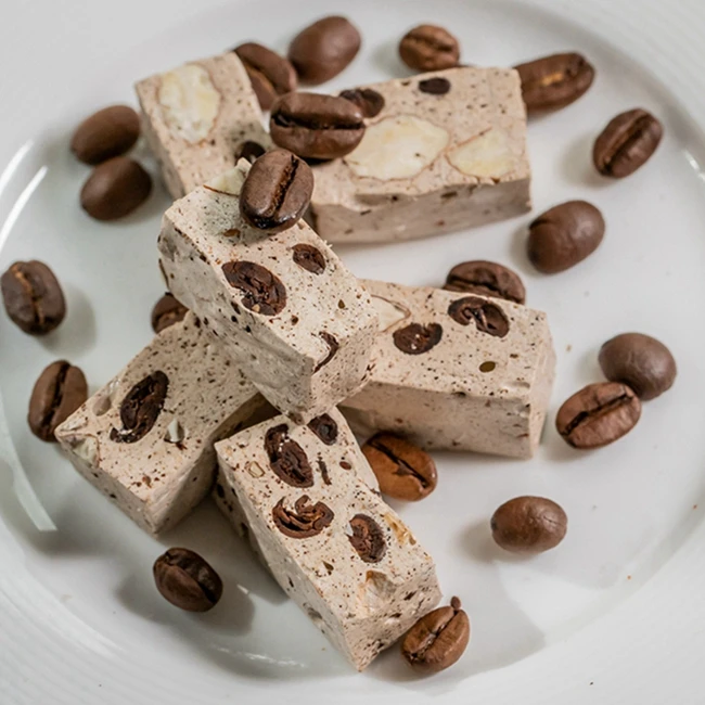Hot Selling Semi-soft Coffee Almond Nougat Coffee Flavour Candy Manufacturer