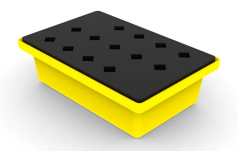 spill pallets 4 drum containment  virgin hdpe yellow detachable plastic 2 drums ibc spill containment pallet