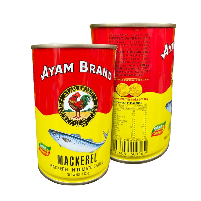 Factory Price 425g Ayam Brand Mackerel In Tomato Sauce Tasty Fishes with Fatty Tender and Full of Natural Omega 3