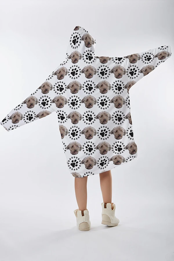 Cheap Price Soft Sherpa Wearable Blanket Hoodie Animal Print Custom Blanket Sweatshirt Blanket Hoodie