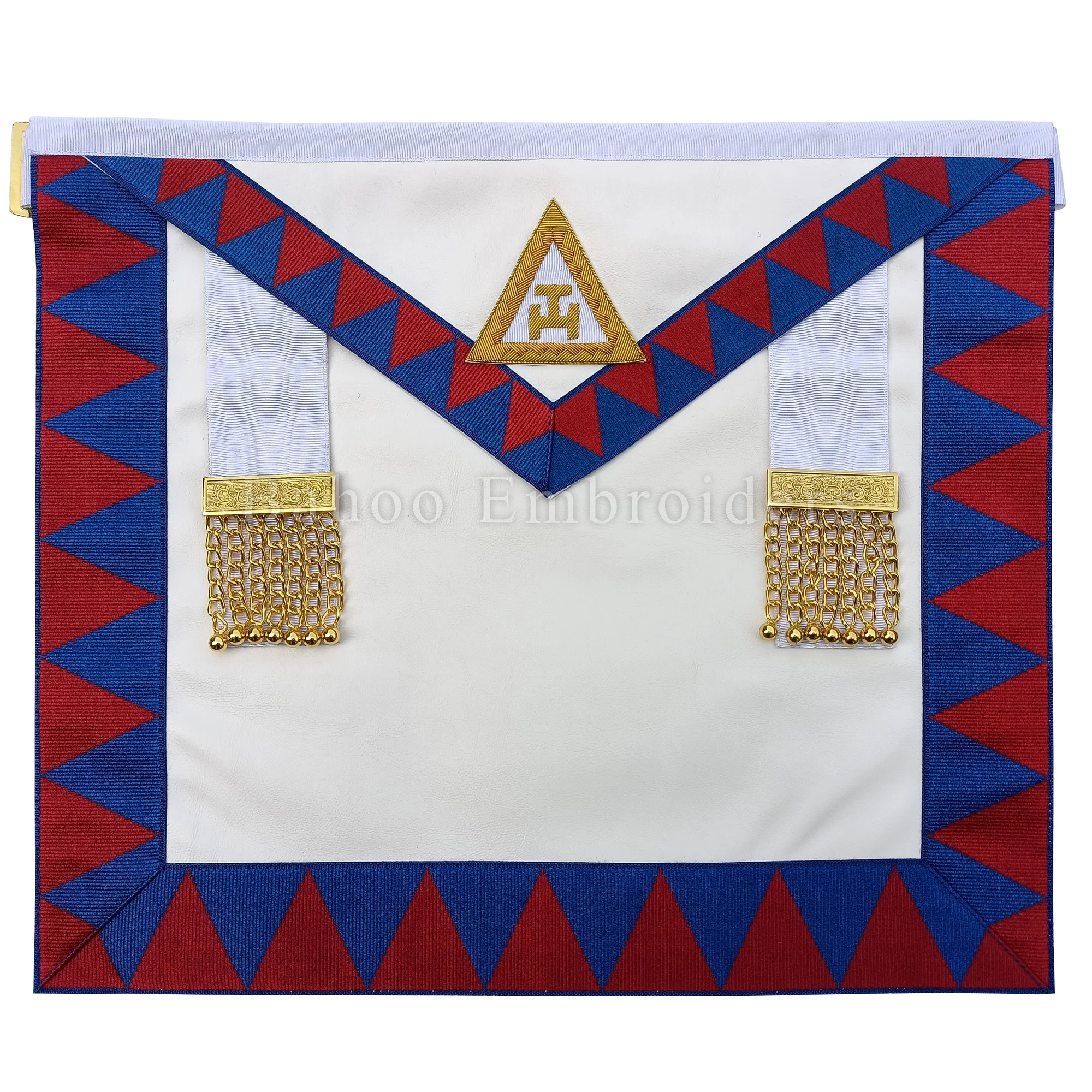 ROYAL ARCH COMPANIONS APRON WITH TWO GOLDEN TASSELS AND HANDEMBROIDERED TAU  CROSS (BH-M-402)