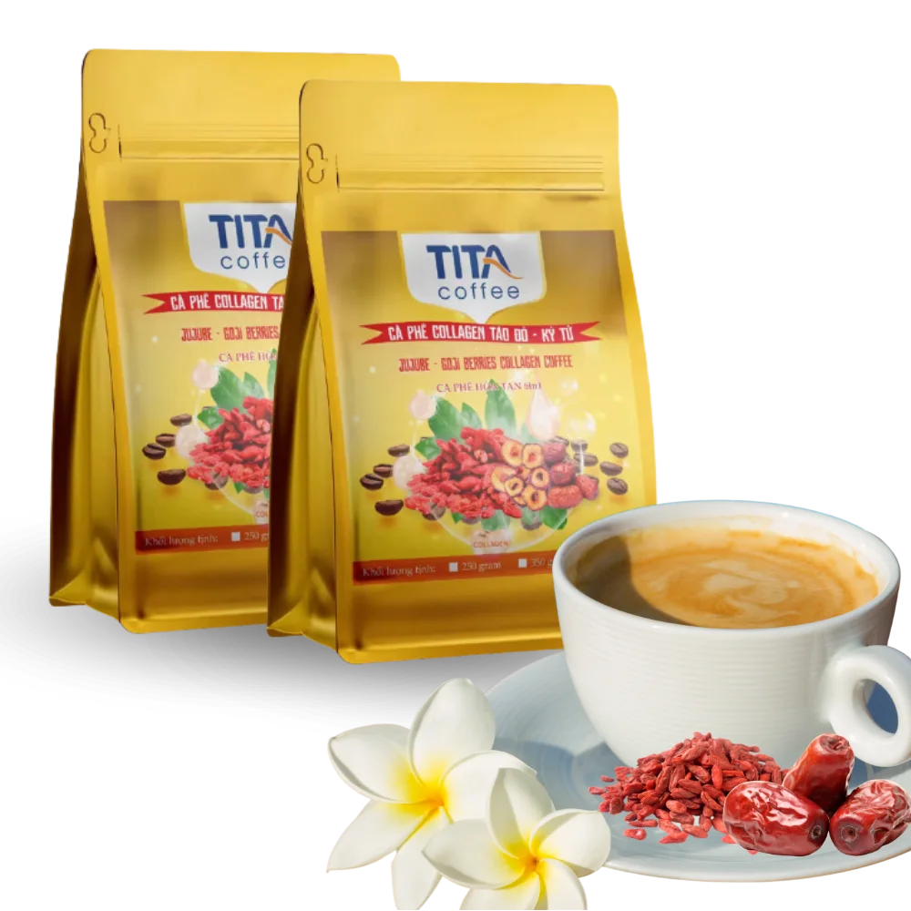 Premix Robusta Jujube Goji Berries Collagen Sweet Mellow Taste OEM Boxed Wholesale 6in1 Creamy Fruity Fragrant Instant Coffee