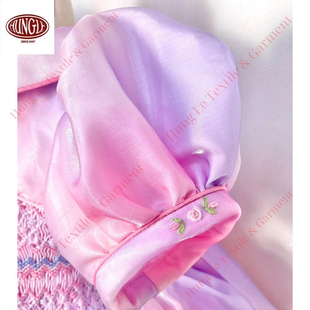 Wholesale High Quality Princess Baby Girl Rainbow Dress Formal Style Smocked And Embroidered Technique Made Polyester/Cotton