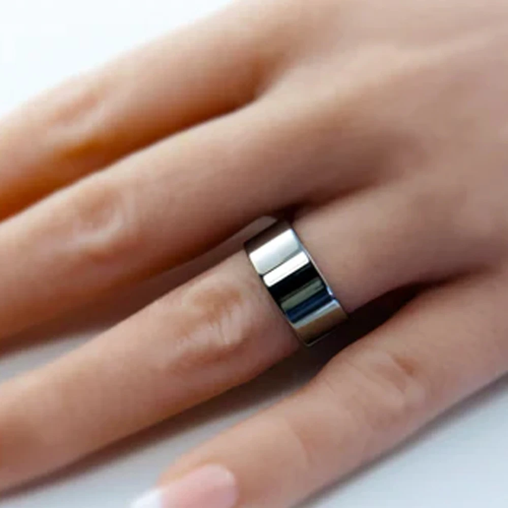 8mm DIY Jewelry Making Ring Core Base Beveled Flat Hammered Edge Ceramic Titanium Tungsten Carbide Blank Ring