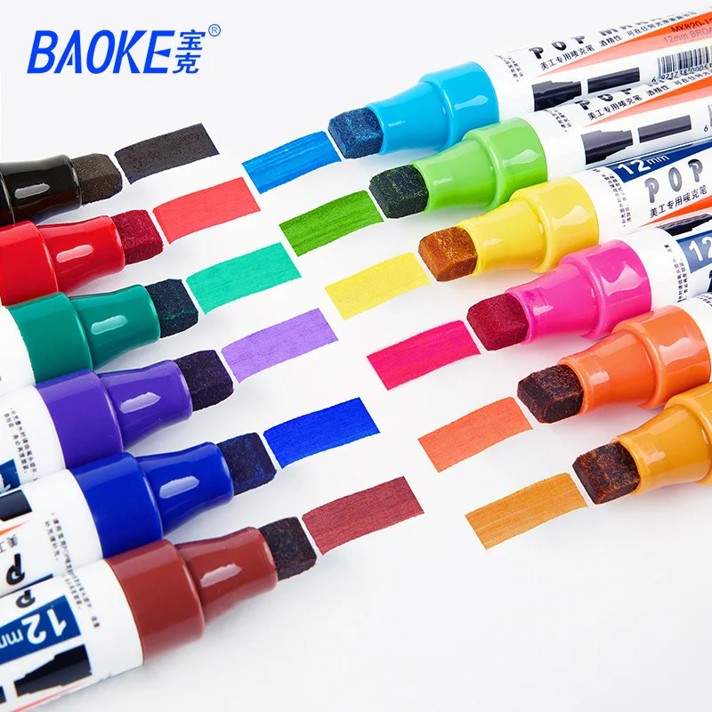 Baoke POP 12 colours 6/10/12/20/30mm alcohol based waterproof posca advertise poster marker pen set with display rack
