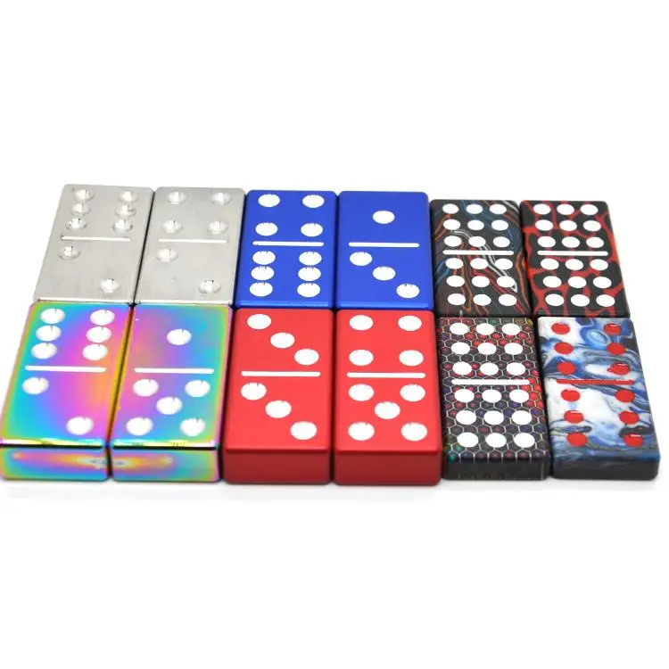 Custom Colored double 6 9 12 Block Plastic Acrylic Metal Aluminum Domino Set