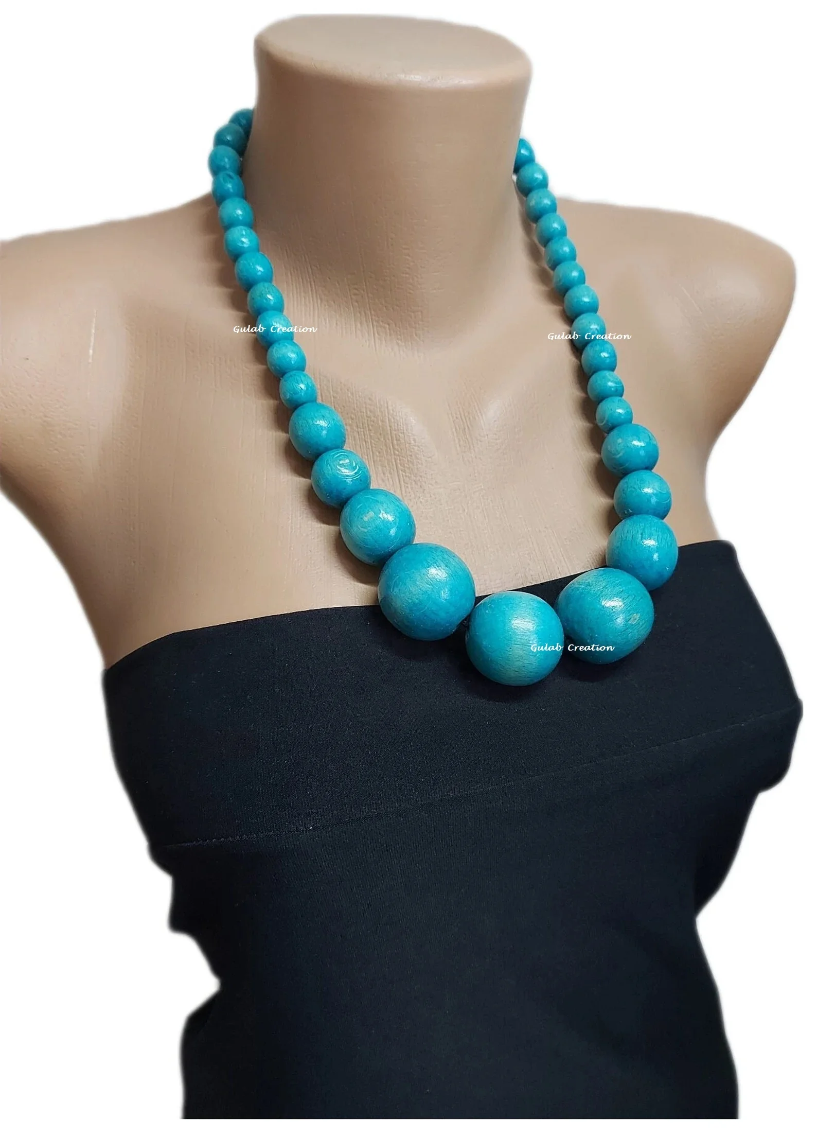 Eco friendly jewelry Red wooden Big bold bead Statement necklace available in all color at affordable rate By ZAMZAM IMPEX