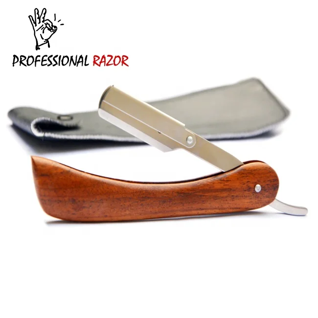Blue color Wood Handle barber Razor / Personal touch salon shaving razors for men with case / razor with wooden handle