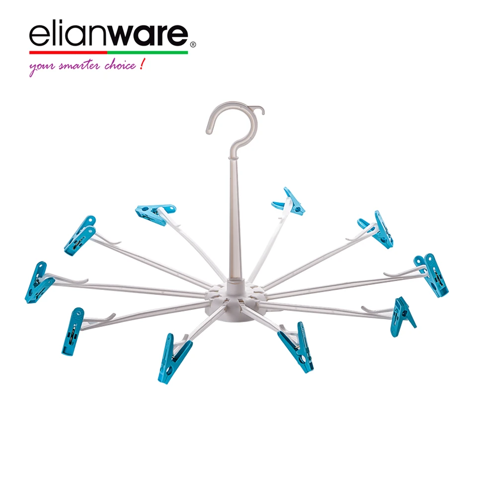 Elianware Premium Quality Colorful Flexible Foldable Umbrella Clothes Plastic Round Hanger