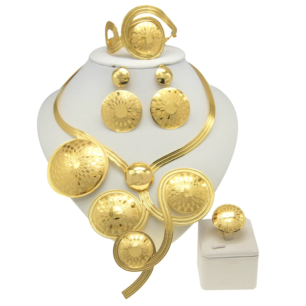 Zhuerrui High Quality Bridal Wedding Jewelry Set 18 k Neckless Jewelri Fashion Sets Brazilian Gold Jewelry Wholesale NH00064