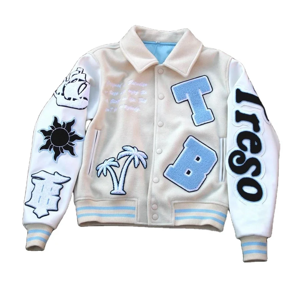 Custom manufacturer high quality embroidery leather sleeves letterman varsity jackets for men varsity jackets custom