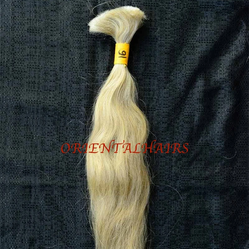 Oriental Hairs Factory Direct Blonde Bulk Hair Closure Indian Raw Human Hair with Soft Wave Style Bleached Temple Style