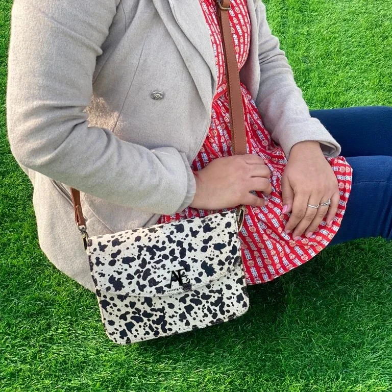 New Western Style Animal Print Fur Leather Shoulder Bags High Quality Fashionable Genuine Animal Fur Leather Sling Side Handbags