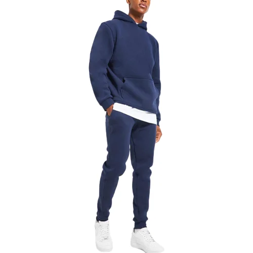 Stacked Sweatsuit Men Hoodie Jogger Set Winter Thick Plain Custom Tech Fleece Tracksuit