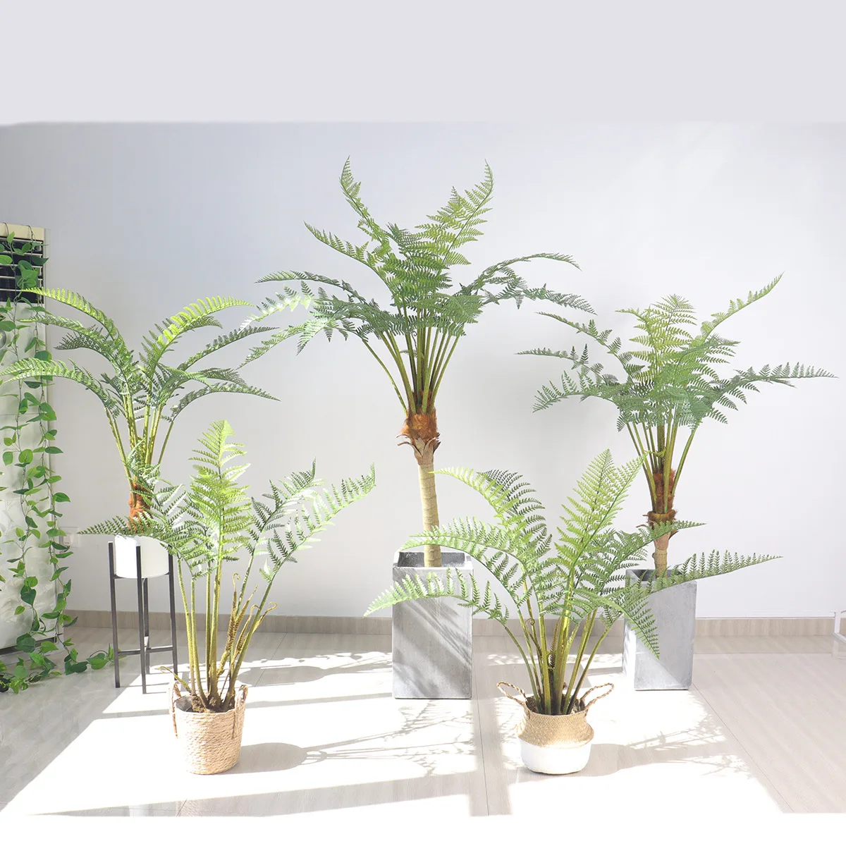 Cheap Price 6.5Ft Potted Fern Tree Real Touch High Simulation Nearly Natural Artificial Green Leaf Fern Tree for Home Decor