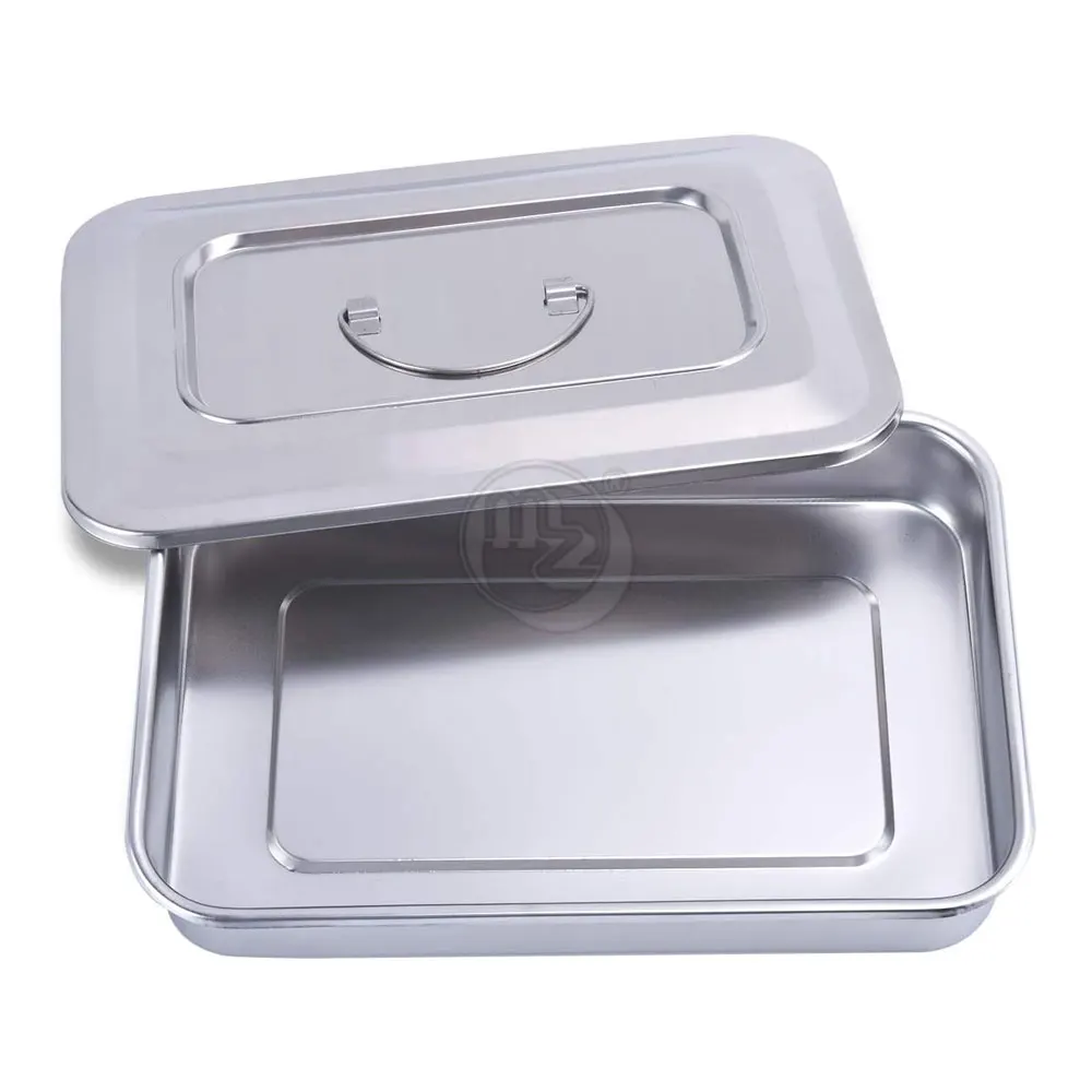 Stainless Steel Instrument Sterilization Tray With Lid Surgical Instruments Box Medical Tray