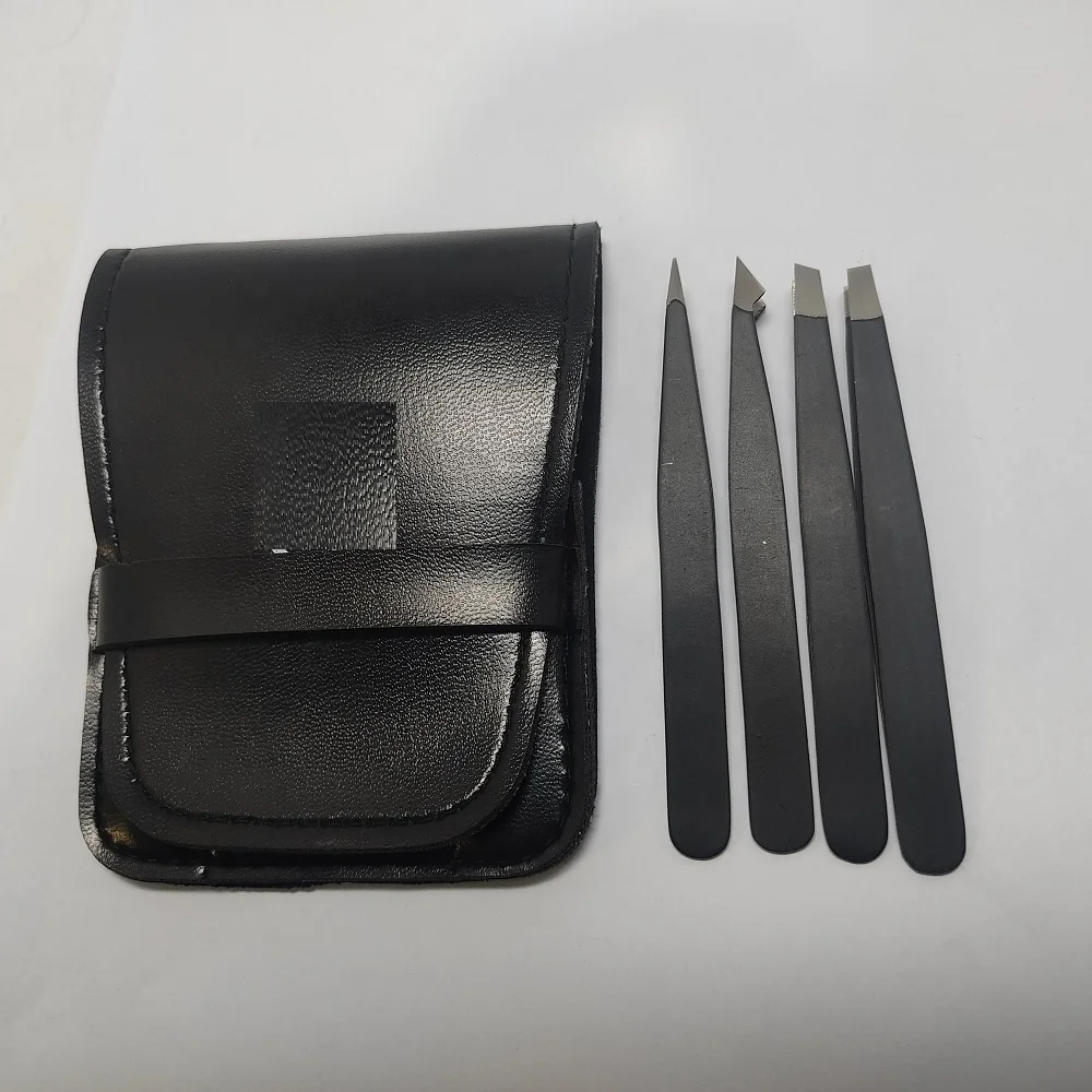 Tweezers Set - Professional Stainless Steel Slant Tweezers for Eyebrows Eyelashes