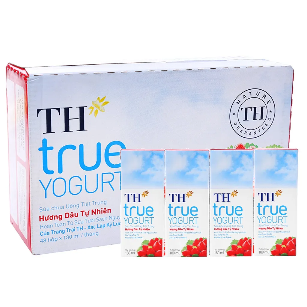 Настоящий йогурт TH-UHT, питьевой йогурт, натуральная клубника 180 мл, высококачественные молочные продукты, вкусный фруктовый аромат, йогурт