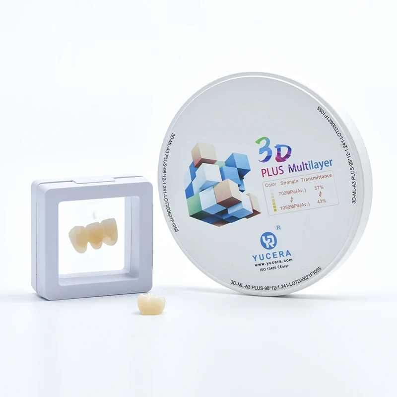 Yucera 3D Multilayer dental zirconium disk manufacturer of zirconia ceramic disc for dental lab crown and bridge