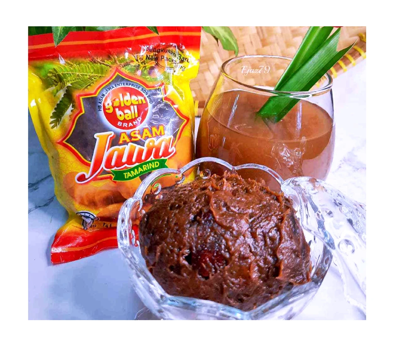 Cooking Single Spice Good Grade Malaysia Supplier Tamarind Paste with Seed 5kg Block Pack in Plastic