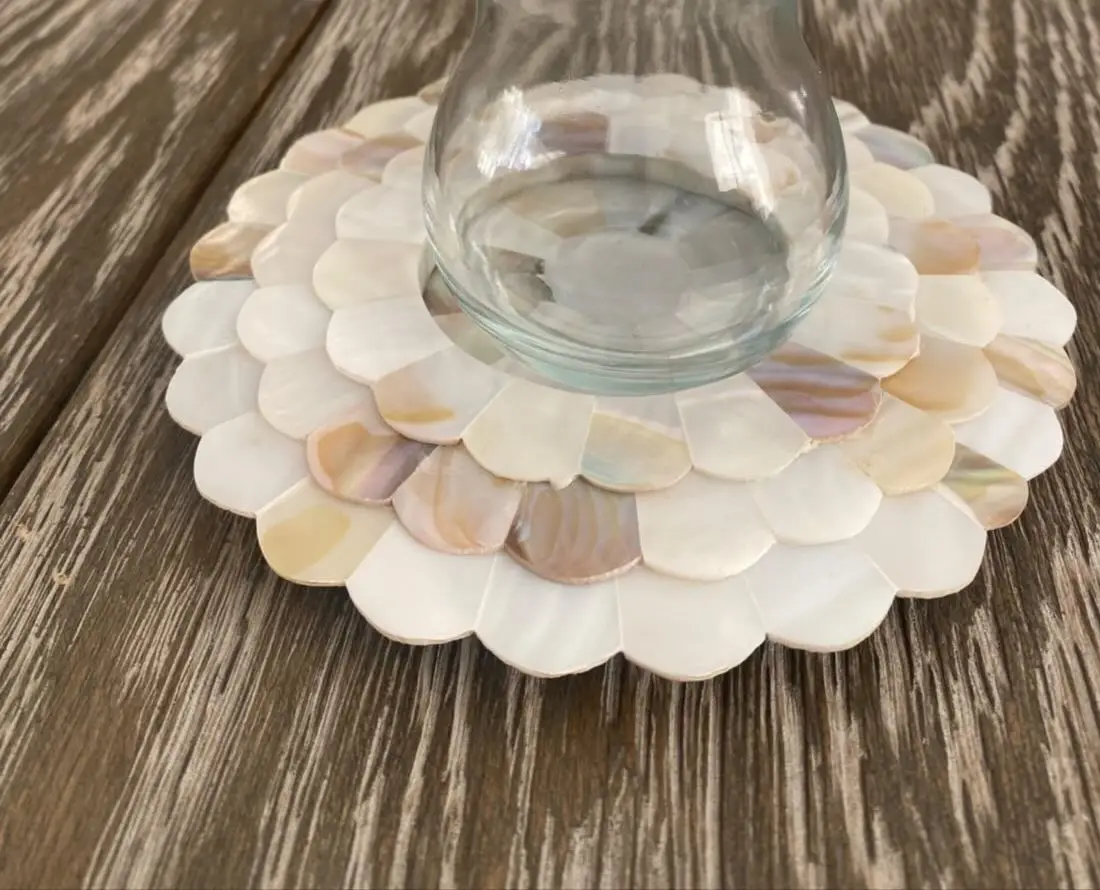 Ready to ship New Design Mother Of Pearl Tea Coffee Platter Coasters Arabic Cups Round Serving Plates Ramadan Gifts