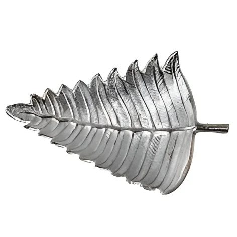Low Price Golden Aluminium Decorative Tray Leaf Platter Serving Tray for Fruits Candles Tableware Items Showpiece Holder