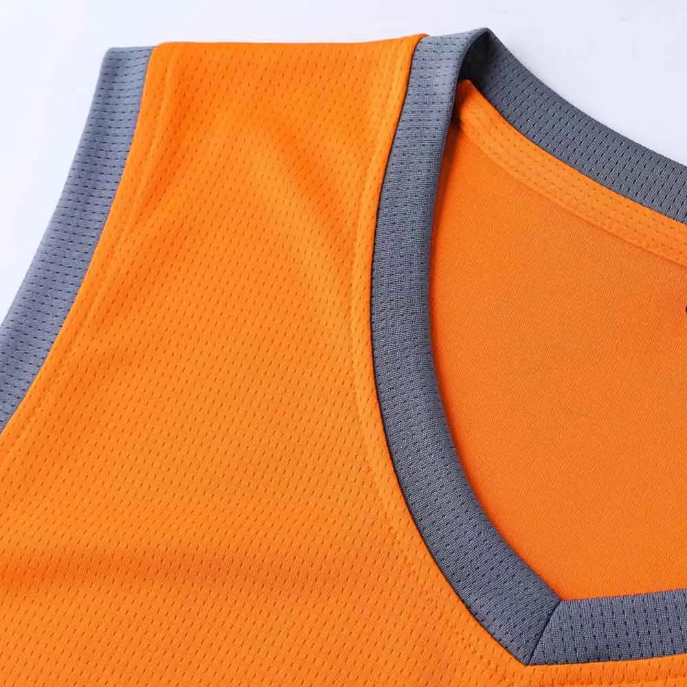 Cheapest Wholesale New Style Basketball Uniform Team Wear Orange & Grey Color Sports Basketball Uniform