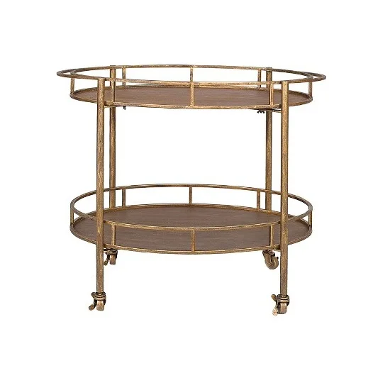 New Arrival Look Table Golden Finished Hotel Restaurant Furniture Luxury Golden Metal Kitchen Food Serving Bar Cart Trolley