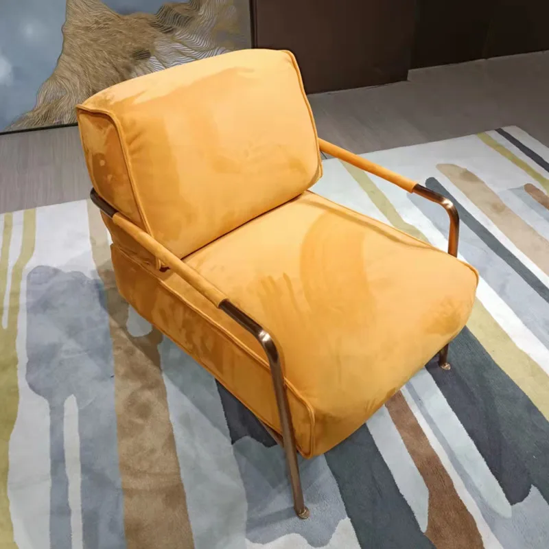 Designer Single Person Leisure Chair Hotel Rooms Minimalist Living Room Balcony Internet Celebrity Sofa Chair Fabric Seat
