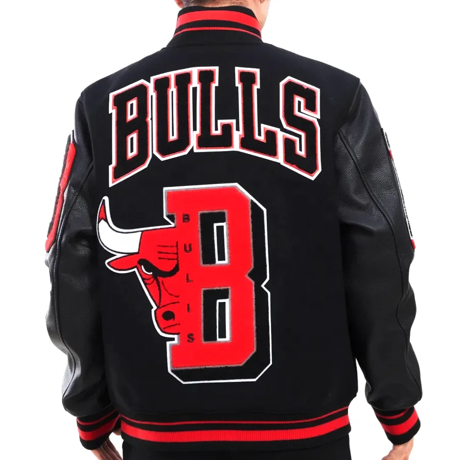 Custom Wholesale Cheap price Polyester Satin Varsity Bomber Baseball Winter Jacket Lakers Jacket Bull Jacket