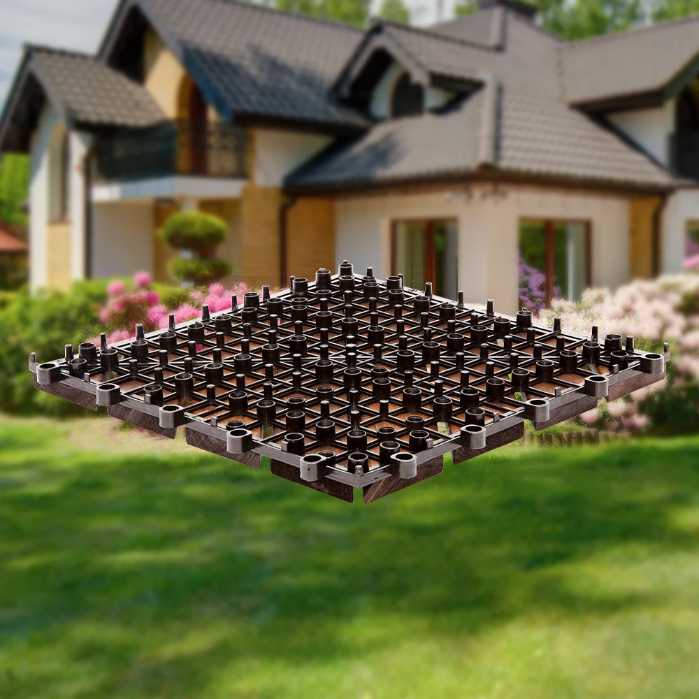 FGW-08SRS Acacia Wood Interlocking Deck Tile for Home Balcony Entry Back Yard Garden Landscaping & Decking for Home Decoration