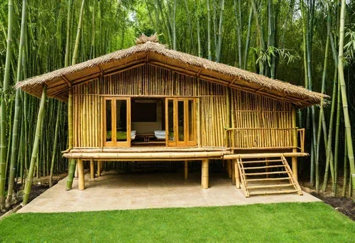 Hot Sale 100% New Arrival Outdoor Bamboo House, Residensial Simple And Peaceful, Suitable For Beach, Resort Hotel Swimming Pool