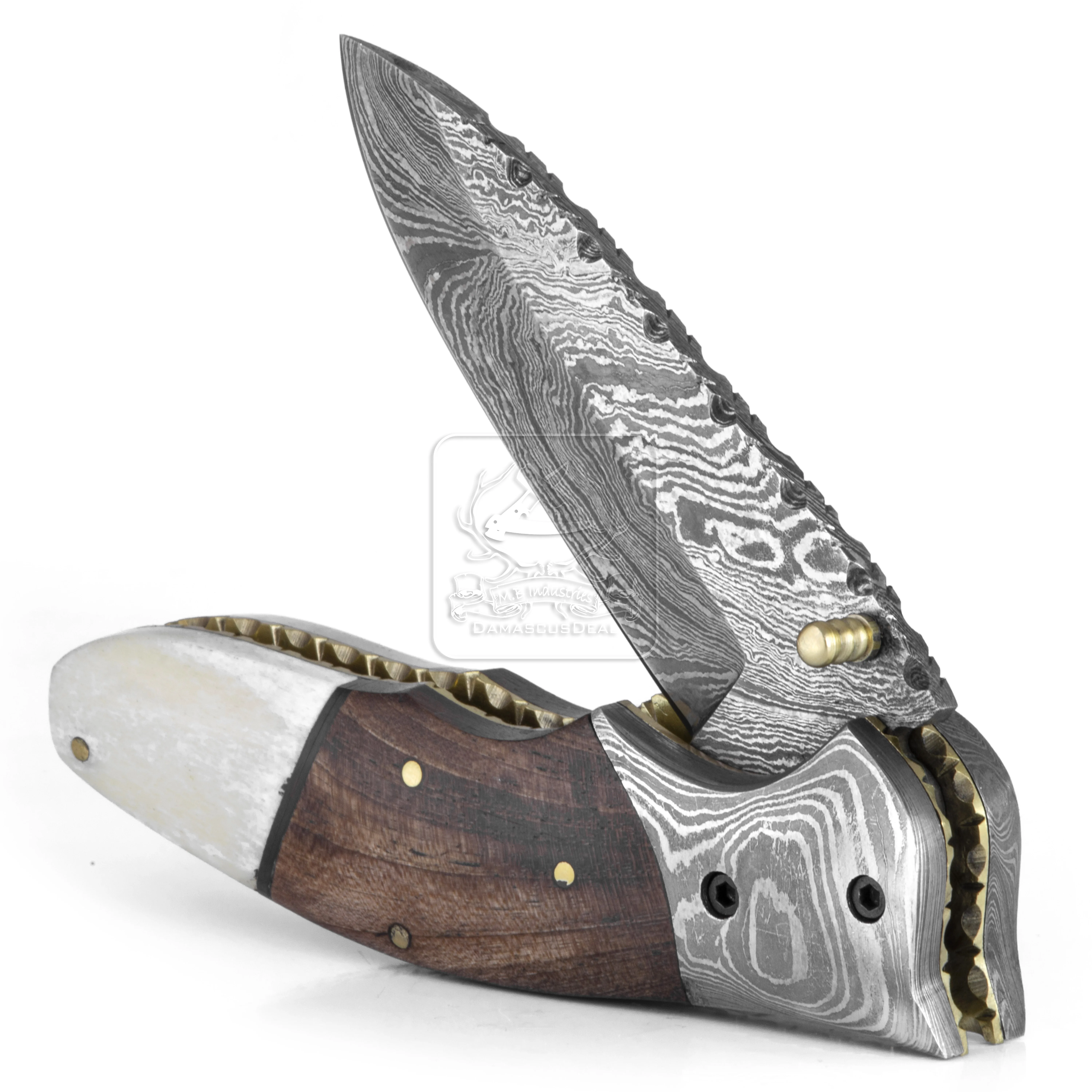 Damascus Steel Folding Knife DD-FK-664 Walnut Wood Knife Outdoor Survival Hunting Knife Multi Tool Bushcraft Camping