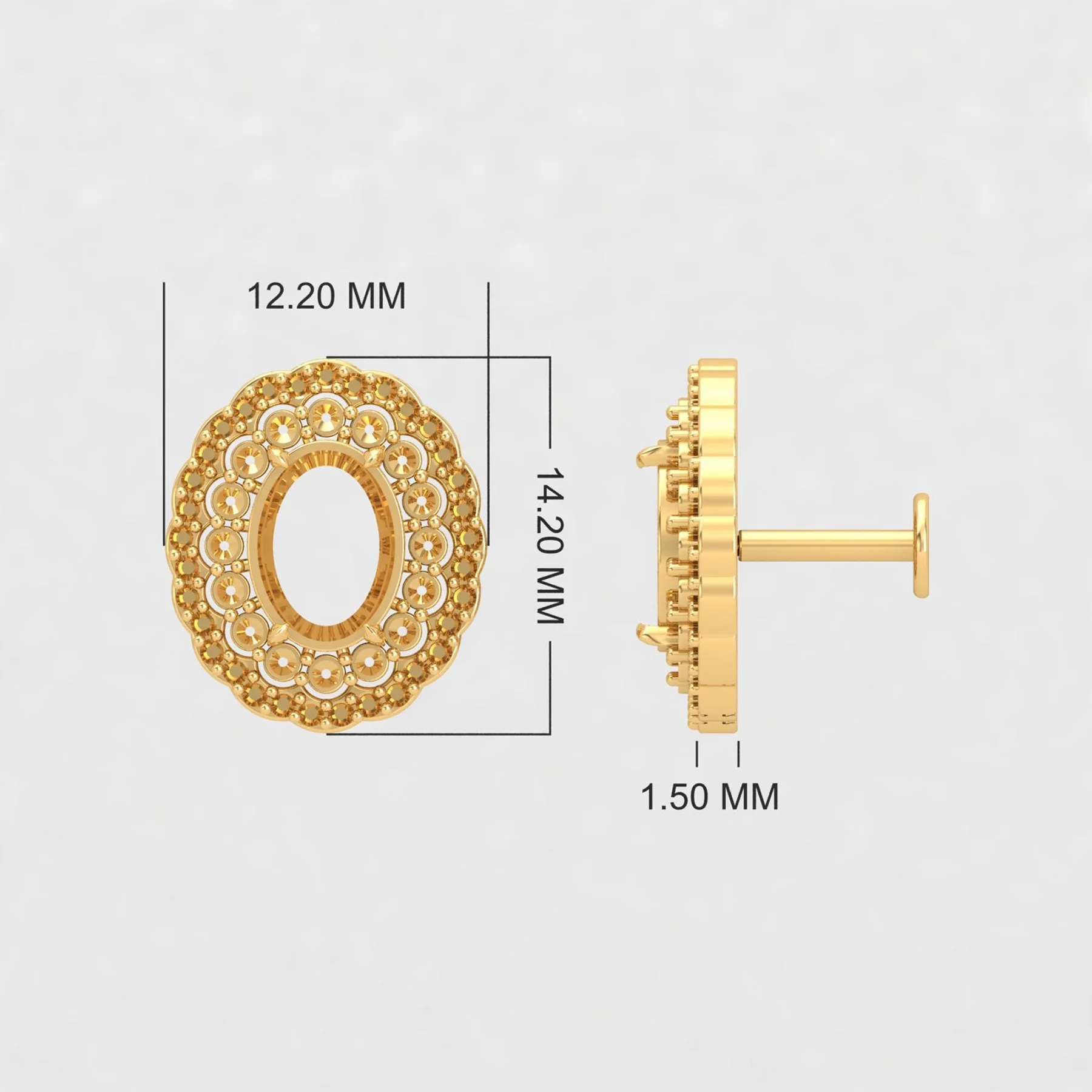 Designer Lab Emerald And Diamond Stud Earring Oval Shape Classic Gemstone Earrings For Women 10K Gold H-VS